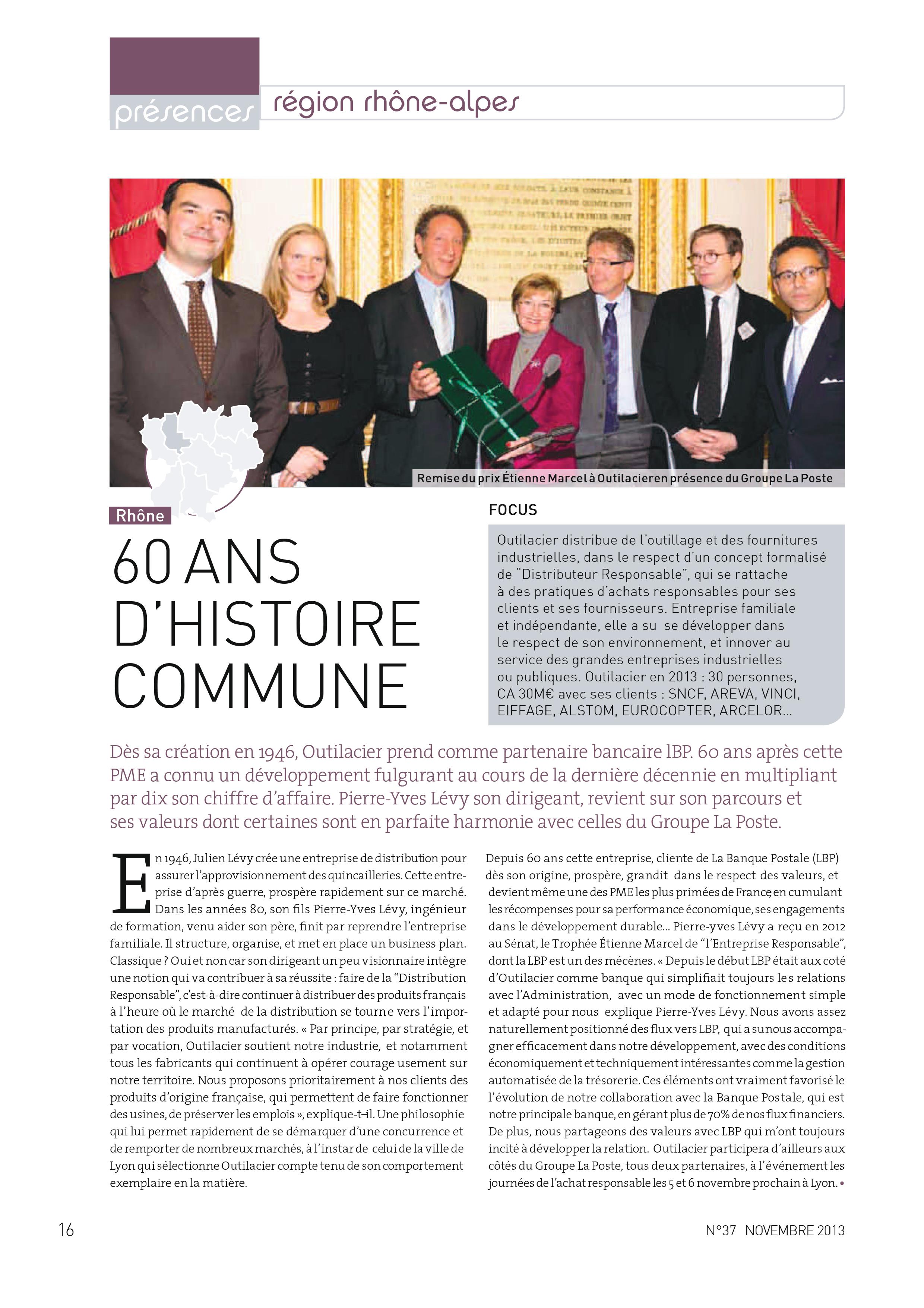 article 60 ans dhistoire commune Outilacier La Poste