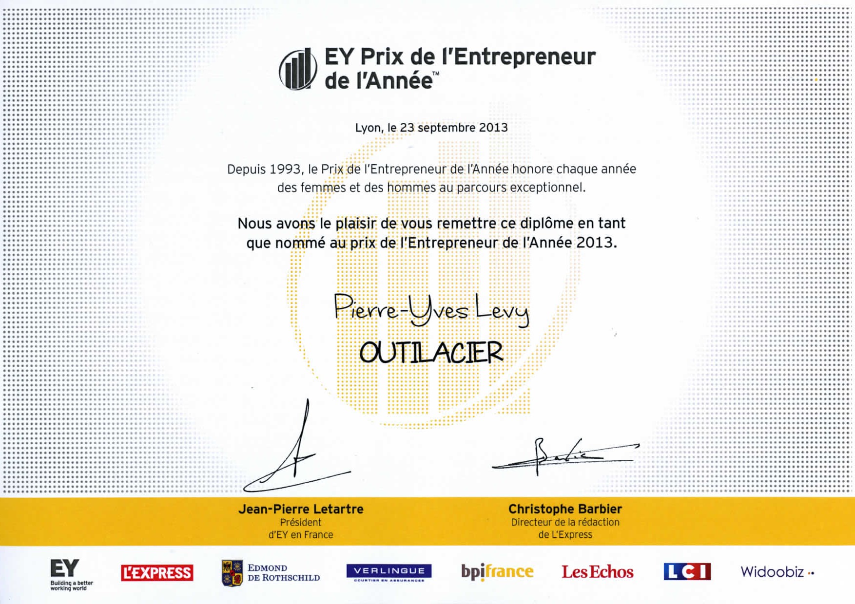 Nomination prix entrepreneur 2013